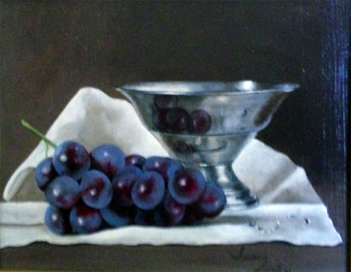 Silver Bowl with Grapes
